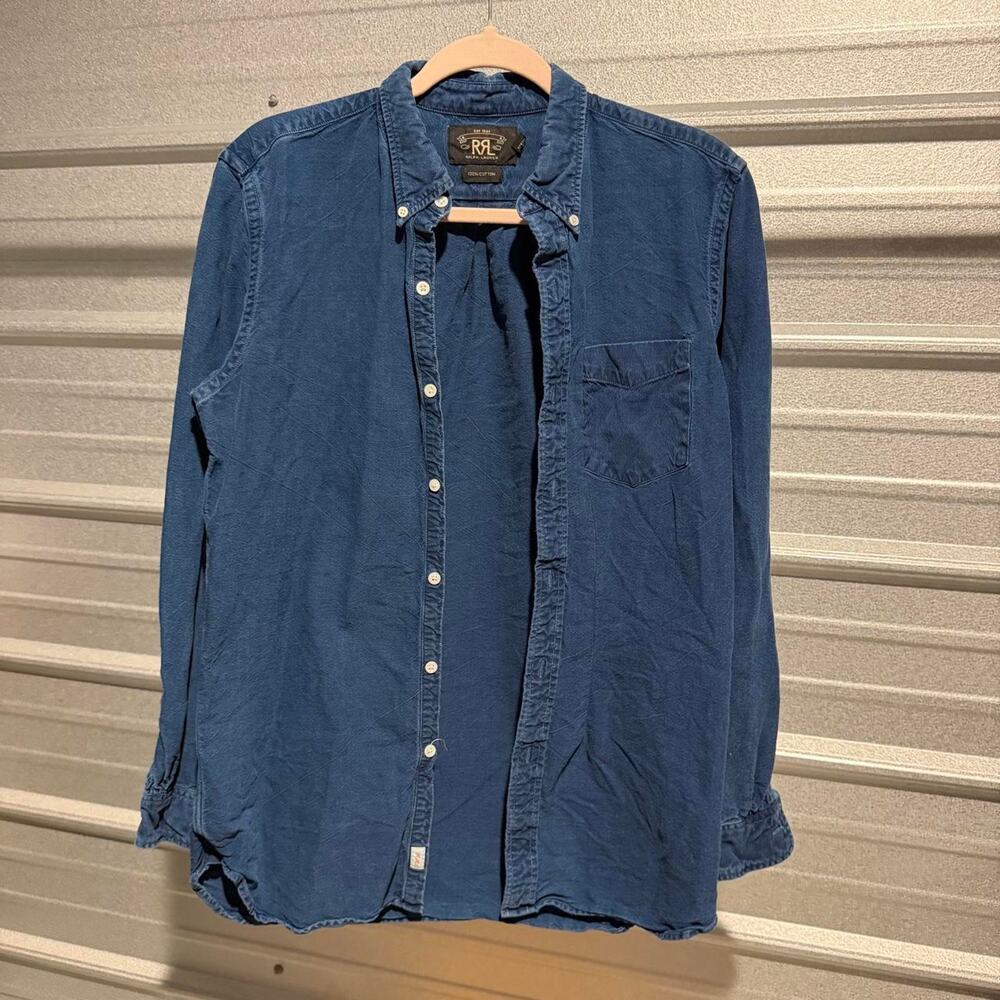 RRL Ralph Lauren Indigo-dyed cotton dress shirt button up sz Medium